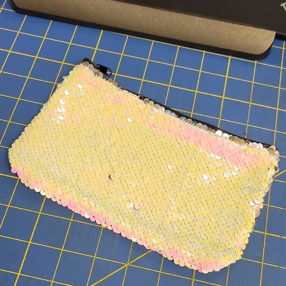 Sequin Clutch in Iridescent Yellow and Pink